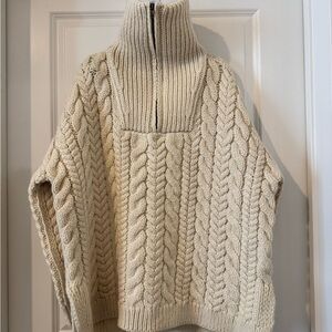 Cozy Cream Cable Knit Turtleneck Sweater 100% wool